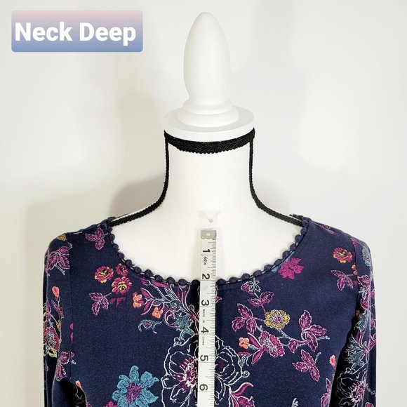 Xhiliration Blue Floral Long Sleeves Dress - Picture 7 of 14